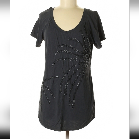 new york & company gray t shirt with beaded firework detail size medium - Picture 2 of 2